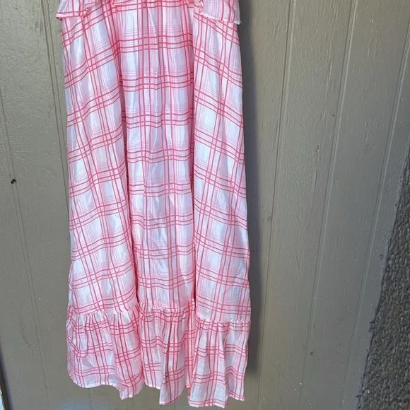 English Factory plaid ruffle midi dress in red - Picture 10 of 10